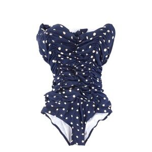 UNIQUE VINTAGE One Piece Swimsuit Ruched Halter Retro Pin Up Girl 50s Rockabilly